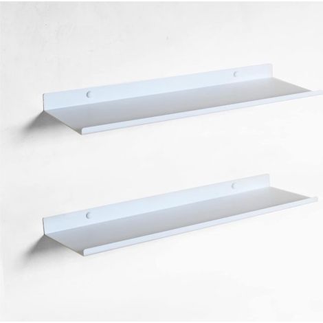 Étagères murales - Étagère de douche - 2 pièces - 50 cm - Alliage d'aluminium - noir - À suspendre - pour salon, chambre, bureau, salle de bain ou cuisine - décoration murale (1/4)