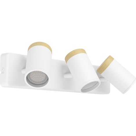 Plafonnier Consuma 3 lumières blanc avec bois - 300004 (1/3)