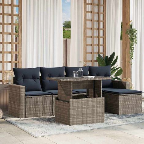 vidaXL Set Divani da Giardino 6 pz con Cuscini Grigio in (1/5)