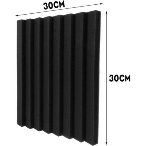 Panneaux Acoustiques - - 12 Pièces - Mousse Insonorisante - 30x30x2.5cm - Noir Noir (1/4)
