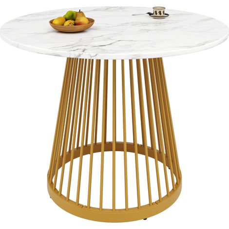 Tavolo rotondo 80x80x76cm ptata 60kg piedi regolabili multifunzione tavolo compatto, MDF, bianco, per soggino