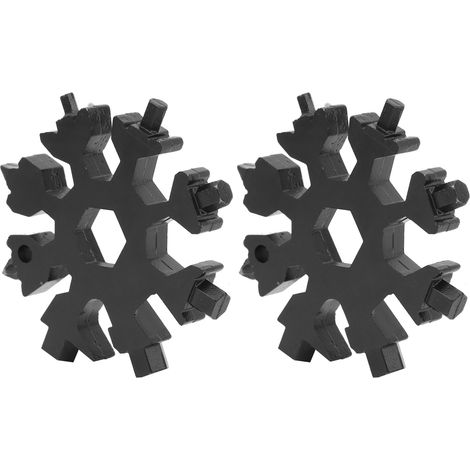 2 tournevis multifonctions 18 en 1 en forme de flocon de neige, clé portable, outils d'extérieur (noir)
