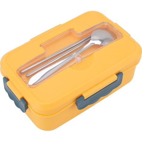 Isolierte Bento-Box mit Löffel und Essstäbchen für Erwachsene, Kinder und Schüler (Vitality gelbes Lunchbox-Geschirr) (1/5)