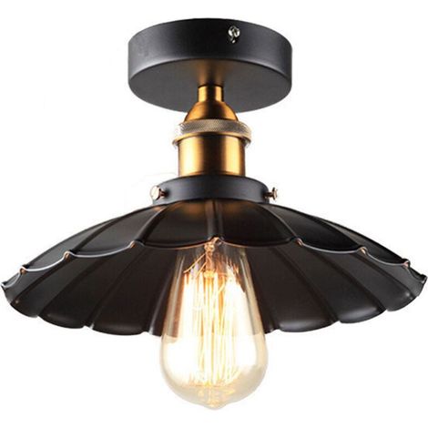 ANMI plafond lumière moderne Vintage industriel métal noir Bronze Loft Bar Light Shade pendentif rétro plafonnier (noir) (1/5)