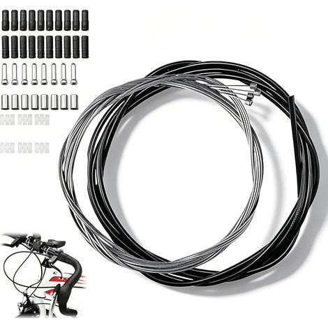 Set de Cable Frein Vtt, Câble Frein Vélo avec Gaine Cable Velo, compris Capuchon de Frein, Capuchon de Ligne de Vitesse, Capuchon D'extrémité de Ligne, pour la Plupart des Types de Vélos