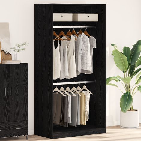 Kleiderschrank mit Regal Schwarz Eichen-Optik 100 x 50 x 200 cm