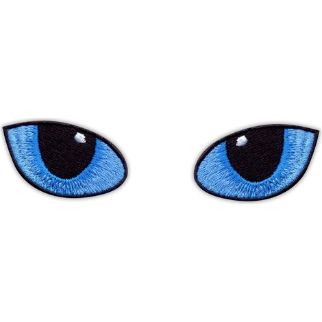 Patchion Katzenaugen Blau - bei Nacht - Aufbügelbare/Heißsiegel-Rückseite - Gestickter Aufnäher/Abzeichen/Emblem