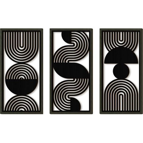 Lot de 3 décorations murales, panneaux de décoration à motif artistique (40x20 cm), art mural, décor mural, fresques, style nature pour salon/chambre à coucher (1/5)
