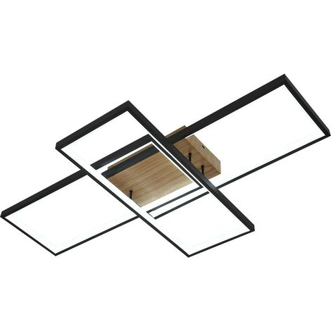 LED Deckenleuchte 134W 14740lm 3000-6500K 79cm Schwarz/Holz Dimmbar Madaleta Serie