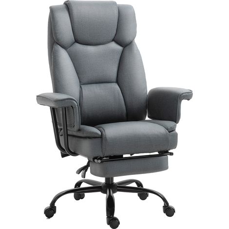 Bürostuhl Ergonomischer Chefsessel 360° Drehbar Computerstuhl höhenverstellbar mit Kopfstütze und gepolsterte Armlehnen mit Fußstütze Kunstleder 68 x 80 x 120–126 cm