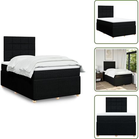 vidaXL Sommier à lattes de lit avec matelas Noir 120x200 cm Tissu (1/5)