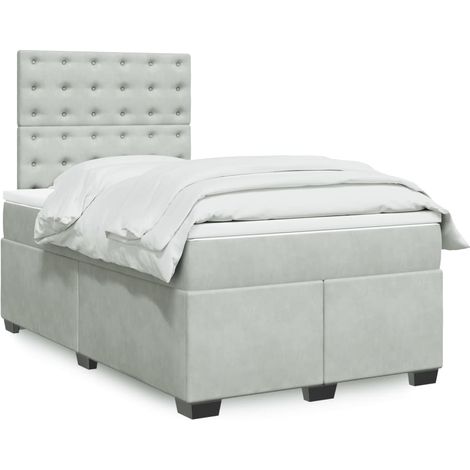 Boxspringbett mit Matratze Hellgrau 120x200 cm Samt