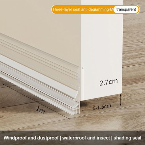 Joint d'étanchéité sous porte - Bande flexible en PVC - 100 x 4 cm - Blanc - Pour porte intérieure extérieure salle de bain buanderie - 1 pièce (1/5)