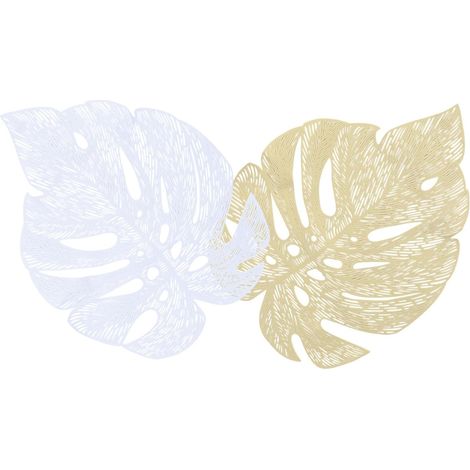 Set de Table Ajouré en PVC Forme Feuille de Monstera, 2 Pièces, Motif Créatif Doré, Résistant la Déchirure, Décor pour Restaurant et Table (1/5)