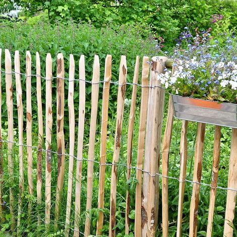 Staketenzaun 0,9x5m Gartenzaun Holzzaun Gartenteichzaun Rollzaun Haselnuss Zaun (1/4)