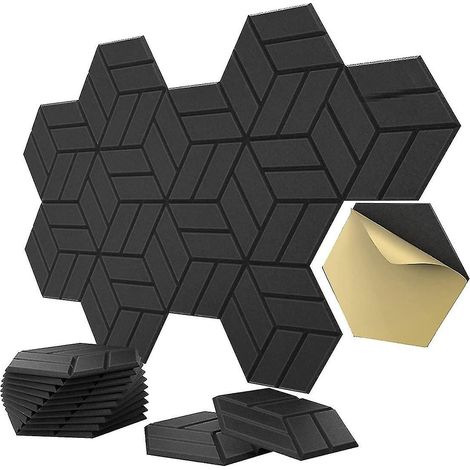 Lot de 20 panneaux acoustiques auto-adhésifs, panneaux en mousse acoustique à motif hexagonal, panneaux acoustiques, montants (1/5)