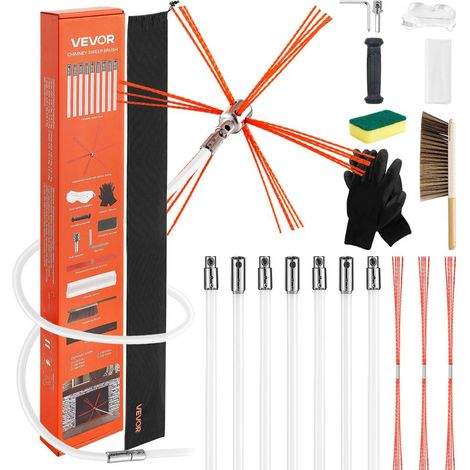 7 m Kit de Ramonage Brosse Flexible Nettoyage pour Conduits de Cheminées Carrées et Rectangulaires (1/5)