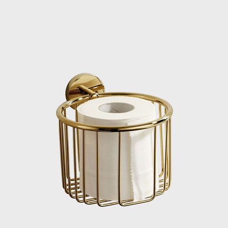 Adhesive toilet paper holder, wall-mounted tissue dispenser, hollow, all-copper, paper towel holder, multi-ply paper towel dispenser (1/5)