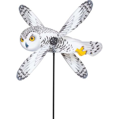 Element décoratif de jardin hq-invento paddle spinner snowy owl mécanisme à palette 52x115 cm