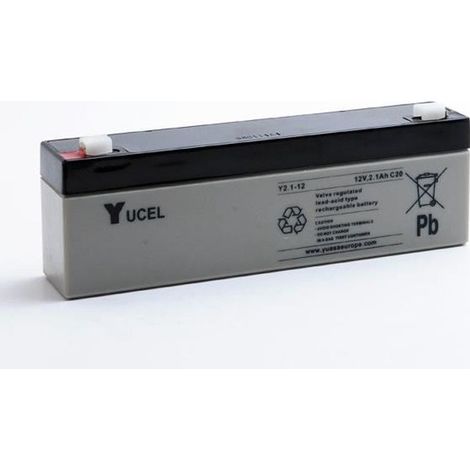 Yucel – Batterie plomb AGM 12V 2.1Ah – Technologie étanche pour systèmes d'alarme et éclairage de secours – Dimensions 178x35x66mm – Poids 0,9kg (1/4)