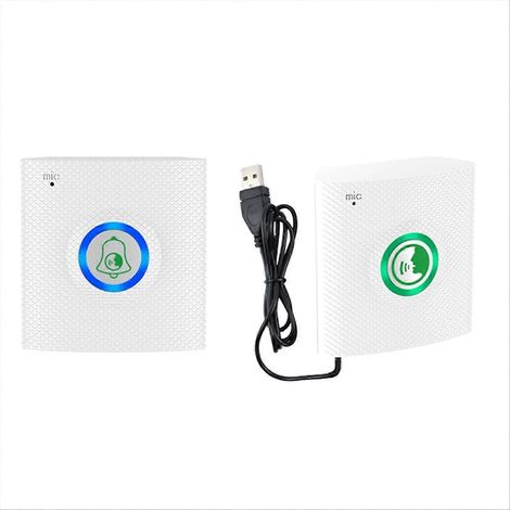 Interphone vocal sans fil longue distance, portier audio bidirectionnel, sonnette de bienvenue, sonnette pour personnes âgées, blanc (1/5)