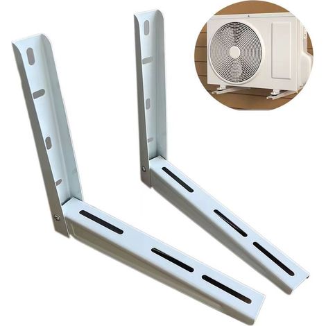 Support de Fixation pour Climatiseur Extérieur, Lot de 2, en Acier Galvanisé Robuste, Charge Max. 150 kg, avec Tous les Accessoires de Montage, Support Mural pour Unité Extérieure de Climatisation (1/3)