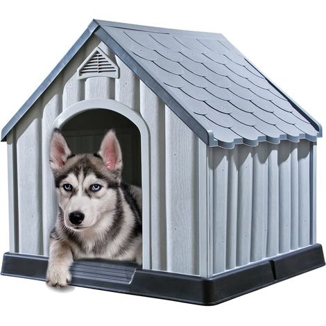 Hundehütte Grau 92x87x91 cm Kunststoff