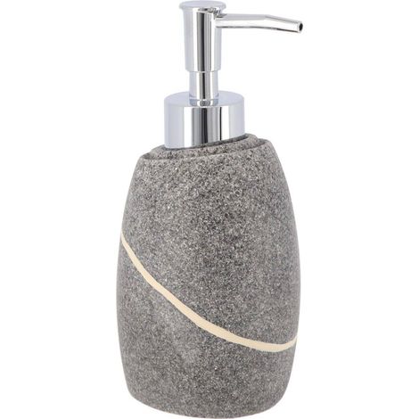 Abgerundeter seifenspender aus polyresin mit steineffekt 240 ml - grau - Tendance