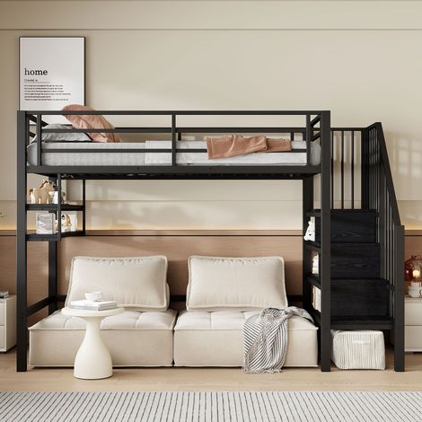 letto salvaspazio 90x200 con ripiani scala contenitore OKMYHOME (1/5)
