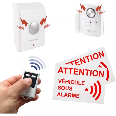 Kit alarme utilitaire autonome sans-fil ESSENTIEL 1 - Détecteur ouverture/vibration + sirène + télécommande (gamme BT) (1/5)