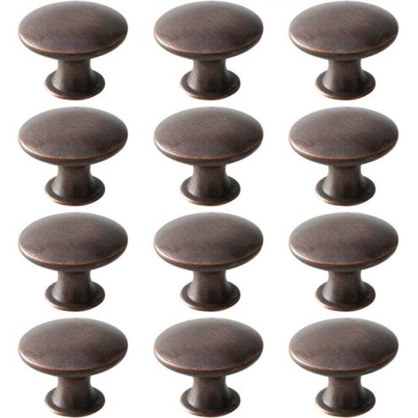 [NIEMALS VERWENDET] Set mit 12 runden Metall-Schranktürknöpfen im Vintage-Stil, 30 x 21 mm, Kupfer, für Küche und Bad