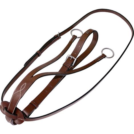 Martingala a collier in cuoio Henri de Rivel con ricami a contrasto: Full, Marrone