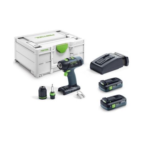 Festool Akku-Bohrschrauber T 18+3 TBX 4,0 I-Plus, incl. 2x Akku 4 Ah, Schnellladegerät, Zubehör, Systainer