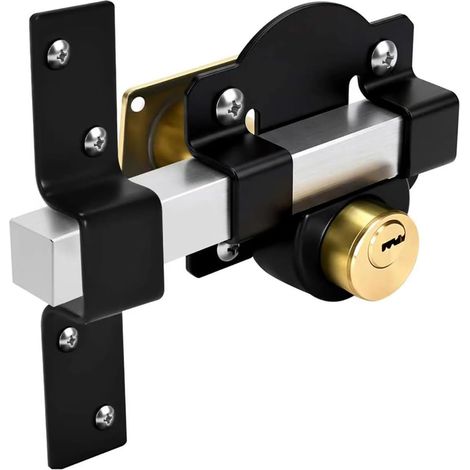 Serrure de portail à longue portée, convient pour porte droite et gauche, serrure à mortaise, verrouillage double face, 5 clés (50 mm) (1/5)