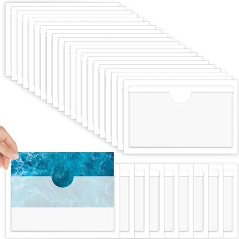40 x Transparent Adhesive Pouches, 10 x 6 cm Self-Adhesive Pouches, Adhesive Card Pockets, Transparent Plastic Label Holder for Organizing and Sorting (1/5)