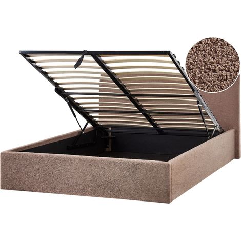 Bett mit Stauraum ORBEY Bouclé Braun 140 x 200 cm (1/5)