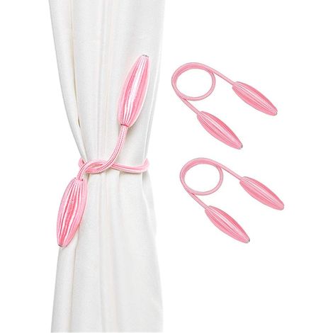 Filiyano-Lot de 2 embrasses de rideaux décoratives pour la maison, embrasses torsadées à motifs aléatoires (rose) (1/3)