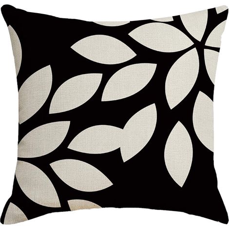Housse De Coussin Extérieur - Imprimé Noir Et Blanc - Polyester Résistant À L'Eau - Pour Jardin Terrasse Balcon - 1 Pièce (1/5)