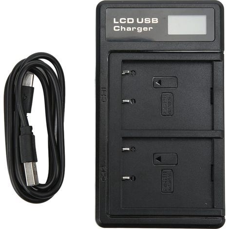 NP‑W126 Chargeur USB, NP-W126 Batterie Double Chargeur Chargeur USB Double Charge, avec écran D'affichage LCD, pour Batterie NP‑W126, Charge D'assistance, Batterie Accessoires pour Appareil Photo (1/5)