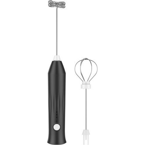 Mousseur à Lait Électrique,Mousseur de Lait Rechargeable USB et Mini Fouet Electrique, Mélangeur Acier Inoxydable, pour Café, Café au Lait(Noir) (1/5)