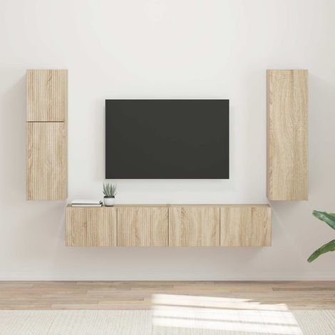 vidaXL Ensemble meuble TV 4 pcs Chêne Sonoma Bois d'ingénierie