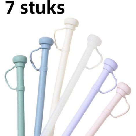 Lot de 7 pailles + goupillon (1 pièce) - Pailles en silicone alimentaire, universelles et réutilisables - Anti-poussière avec (1/5)
