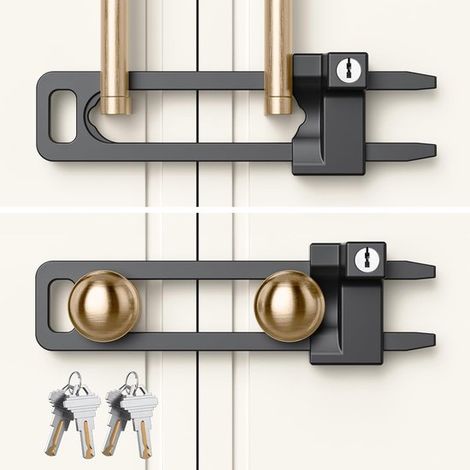 Cadenas 2 pièces - Serrures - Cadenas à clé - Cadenas avec clé - 4 clés - Cadenas pour armoire avec clé - Réglable - En métal - Noir mat - Robuste et durable - Pour tiroirs de cuisine, placards et pen (1/5)