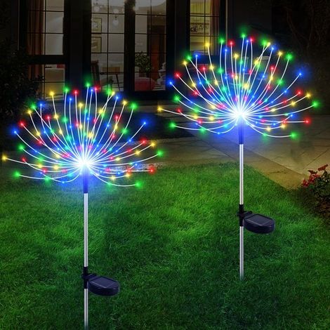 2 teilige Solar Gartenleuchten Wasserdichte Feuerwerkslichter für den Außenbereich Weihnachtsbeleuchtung Farbige Solar Gartenleuchten 150 LEDs Au (1/5)