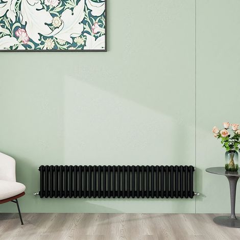 AICA 300x1460mm 3 Column Horizontal Black Radiator Central Heating Cast Iron Style