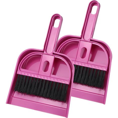 2 Pcs Mini Balayette Et Brosse Petit Balai Et Pelle Rose Red (1/5)