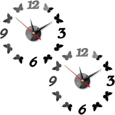 Deux horloges murales papillon, horloges modernes silencieuses en acrylique.bricolageStickers muraux papillons, décorations pour (1/5)