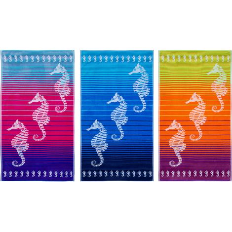 Telo Mare Jacquard Spugna Asciugamano Spiaggia Disegno Love Sea Horse, misuraTelo MarecoloreArancio (1/5)
