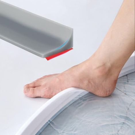 Self-adhesive Shower Strip, Shower Threshold / Water Barrier, Water Stopper Water Retaining Strip, Water Stop Water Retaining Strip grå 2.5m (1/5)