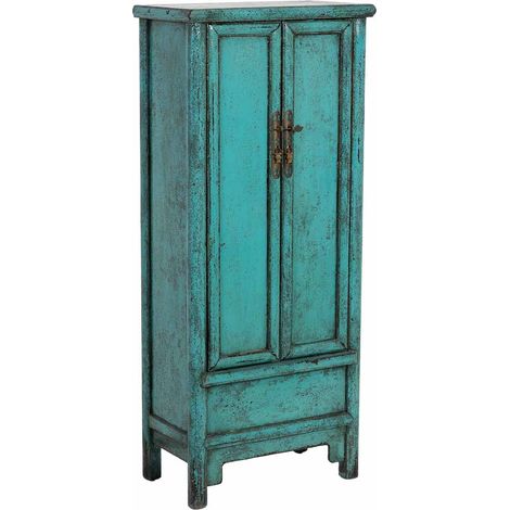 Armario de madera azul 60x35x140h cm